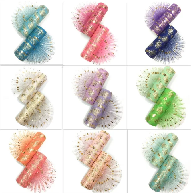 15cmX10yards Butterfly Heart Glitter Tulle Organza Mesh Roll Spool Fabric Tutu Sequin DIY Wedding Birthday Decoration