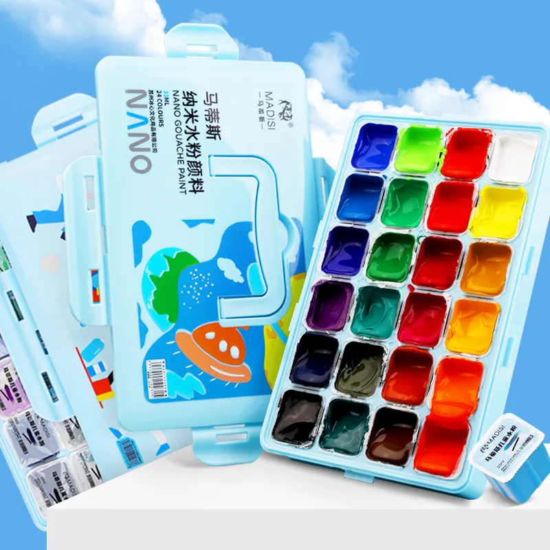 Gouache Paint set for art students special painting 24-color jelly paint for children nano gouache paint set