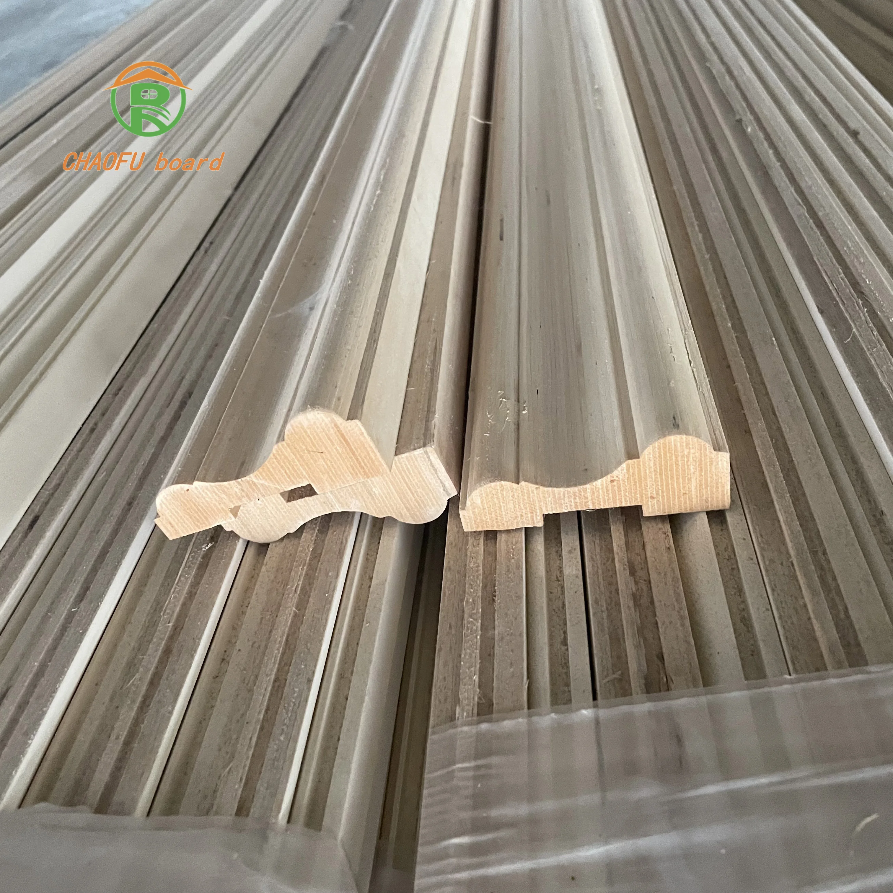 MDF board solid color wood grain cloth pattern coating film decoration wood board carved wood strips skirting line