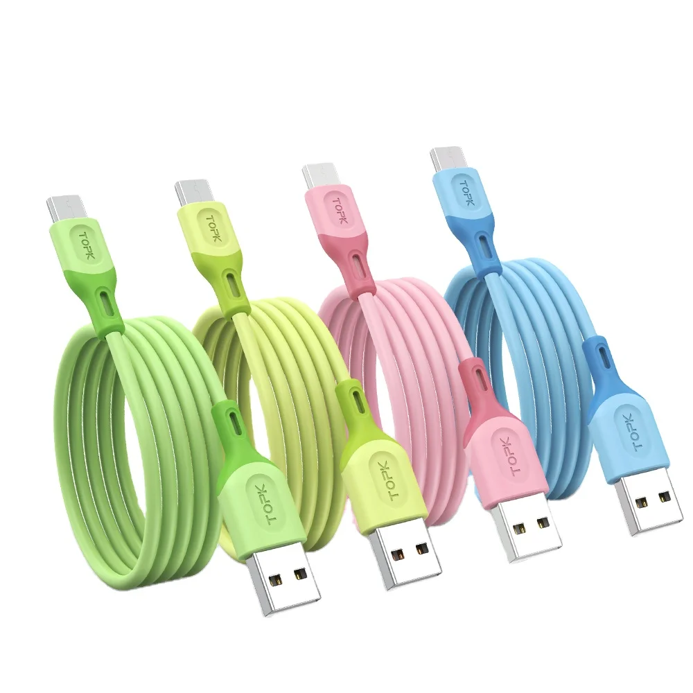 
TOPK AN84 1M Liquid Silicone Multi Function Data Transfer USB 3A Fast Charging Cable 