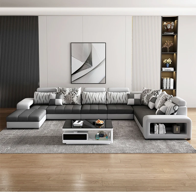 Luxury Cheer Bam modern furniture 7 seater couch living room corner fufted fabric lounge sectional sofa set