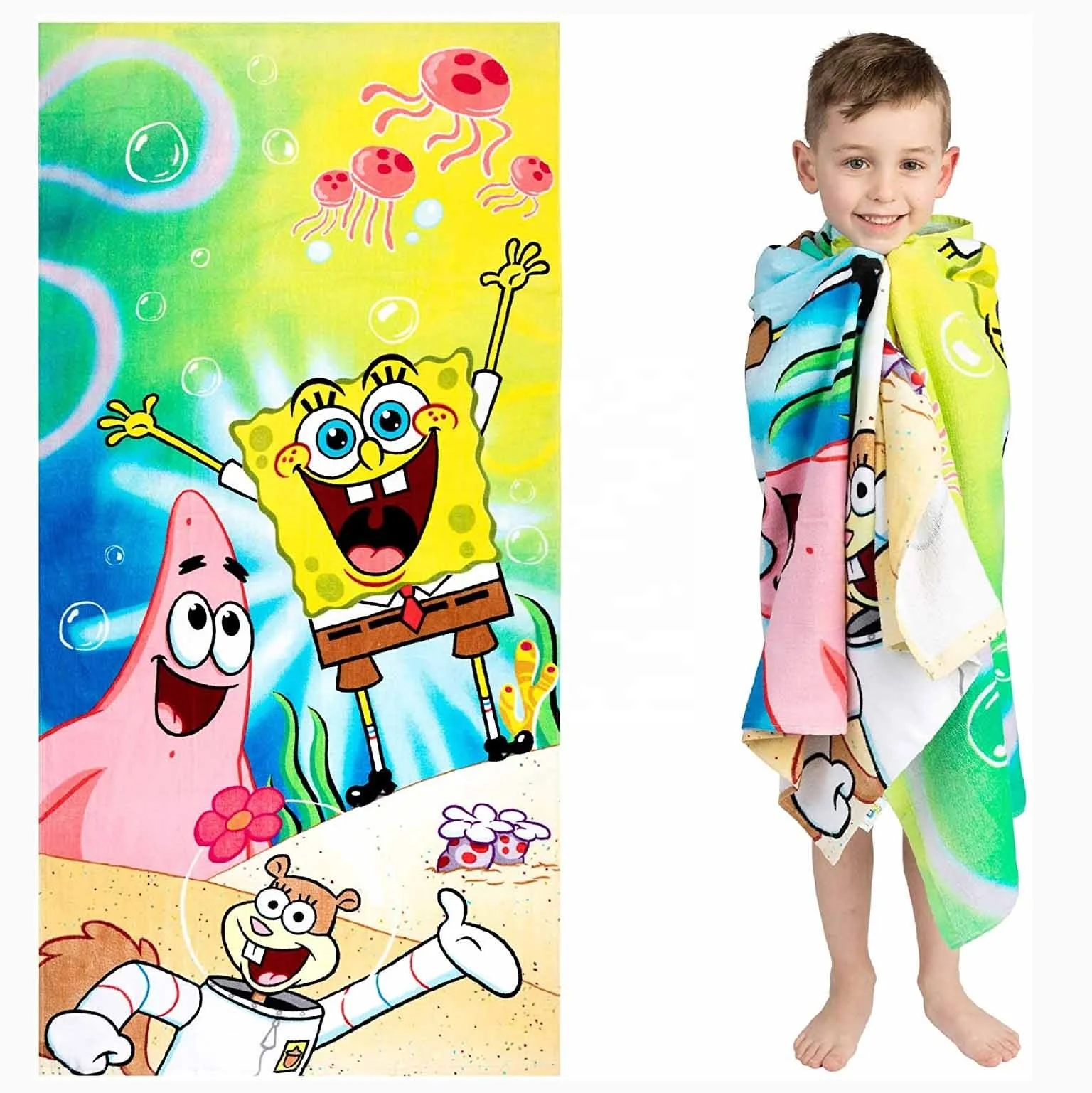 Amazon hotsell factory Spongebob Squarepants printed towel custom logo custom beach towel cotton beach towels