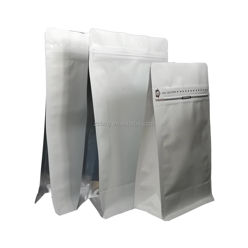 Кофе в зернах 500 г Quad сторона Gusseted восемь стоячая молния Boxpouch плоское дно крафт из алюминизированной фольги Золотой горячий мешок для