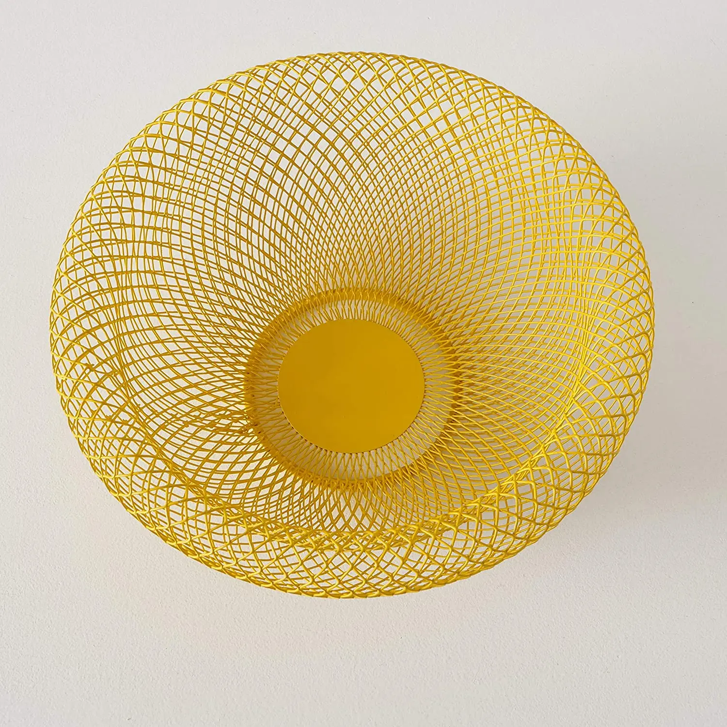Double Wall Construction Modern Yellow Metal Wire Mesh Fruit Bowl Set