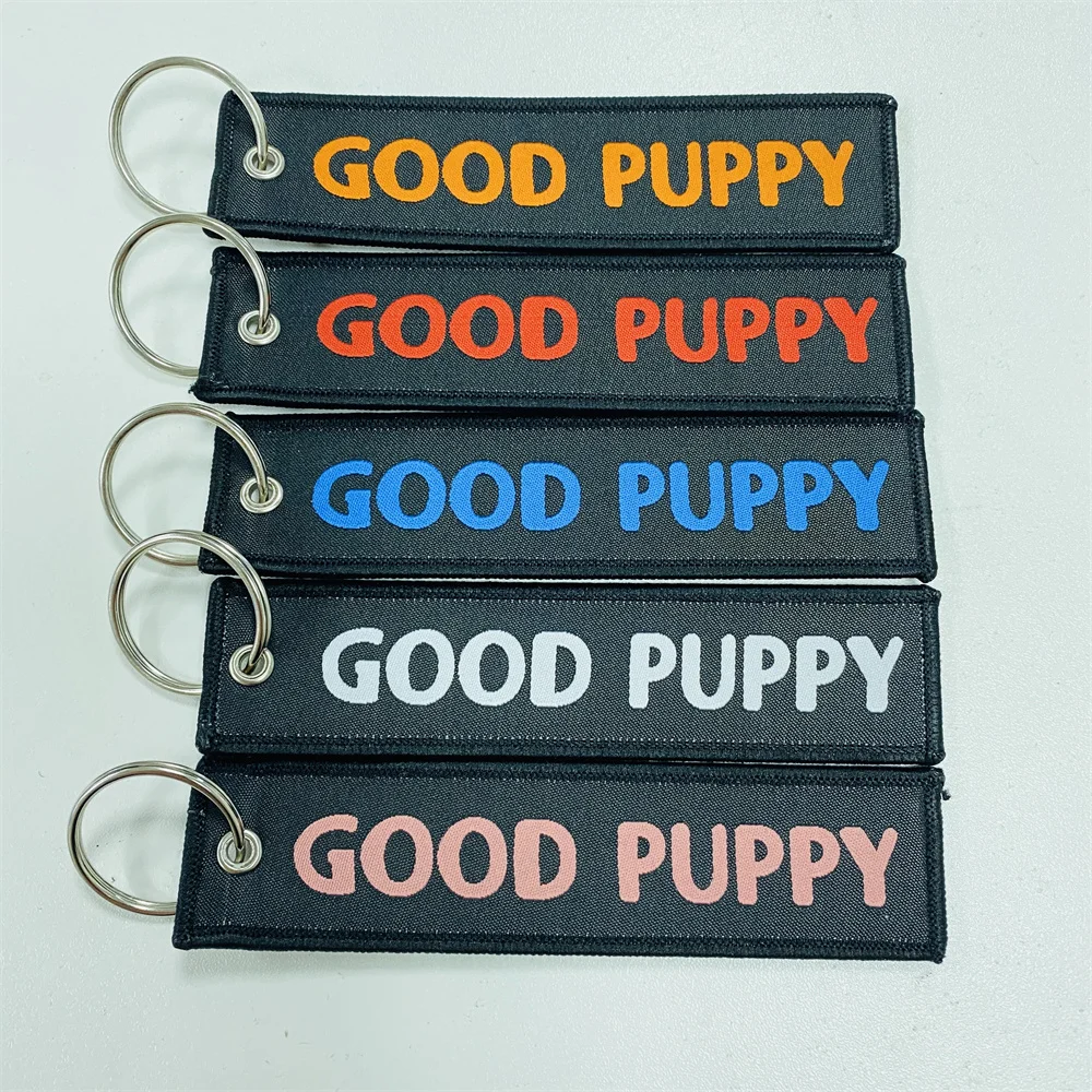 Customize Personal Logo Woven embroidered Key Chain Fabric Key Tag With Own Design Woven Embroidery Keychains