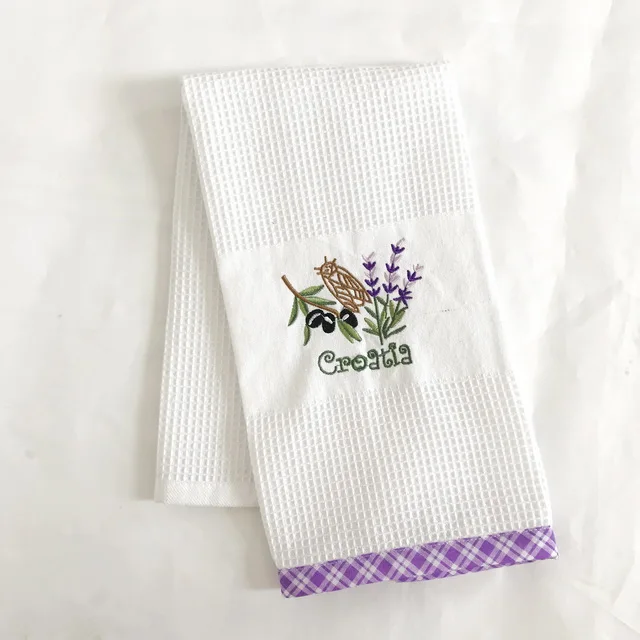 cotton waffle dish cloth tea towel kitchen towel with colorful border