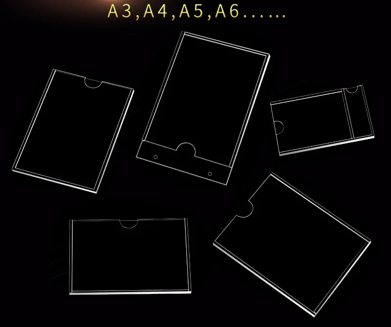 custom sizes high transparent acrylic wall pocket with slot for photo/card/ advertising display