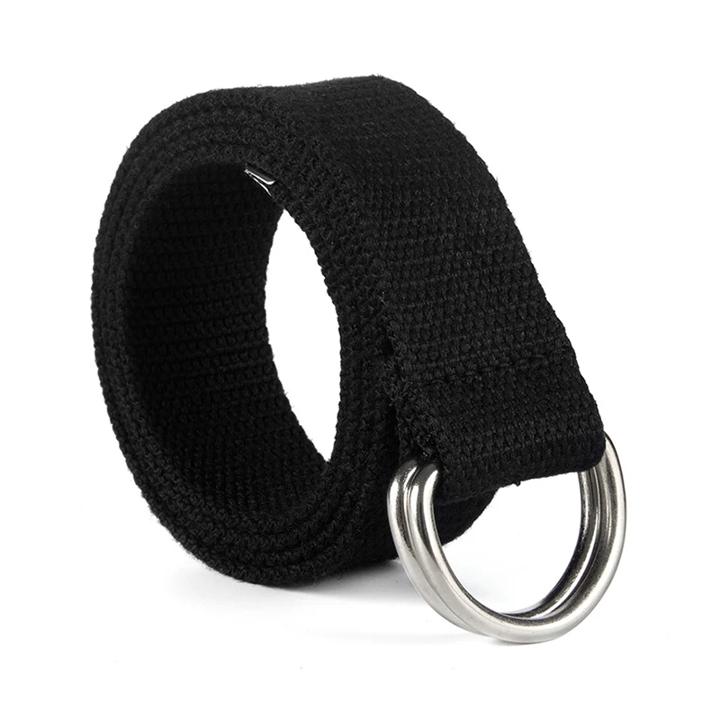 Hot Selling Promotional Unisex Custom Design Print Webbing Cotton Canvas Belt Double D Rings Buckle Weave Web Belt