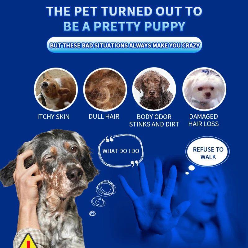 Pet Hypoallergenic Odor Control Grooming Anti Itch Natural Deodorizer Cleaning Shampoo for Dogs and Cats