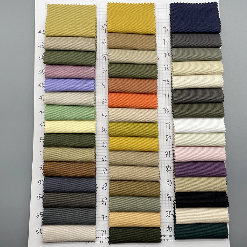 wholesale in stock 100% cotton stone wash shrinkage  twill khaki 32*10 275gsm fabric for Trousers, pants caps fabric