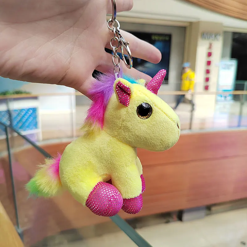 Mini Kawaii Cartoon Stuffed Animal Toys Child Gifts Colorful Unicorn Plush Keychain
