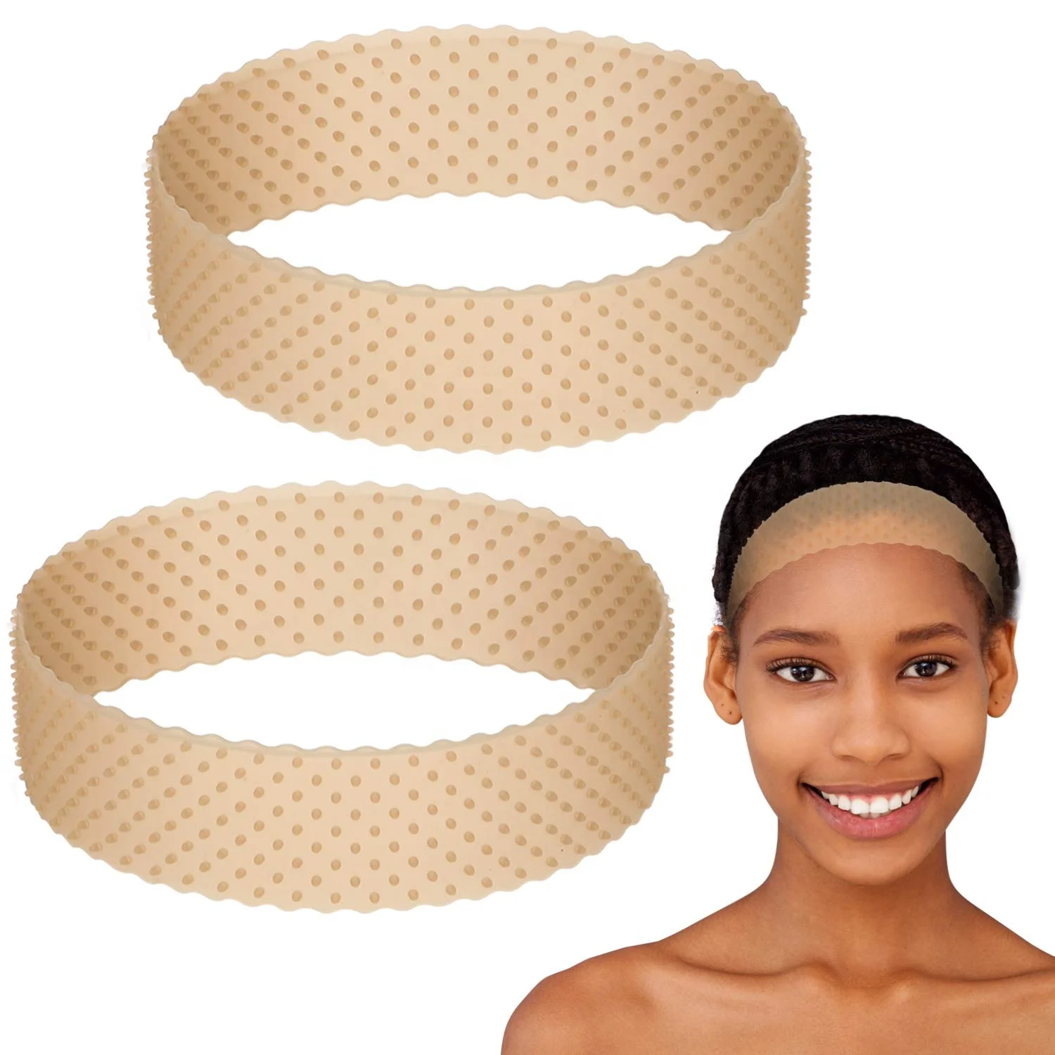 Strong Hold Seamless Adjustable Silicone Wig Grip Headbands Women Hair Fix Tools Gripper Elastic Stretchable Wig Band with Hole