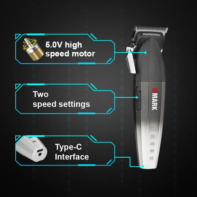 WMARK NG-2038 Wholesale Super Motor 9000RPM Rechargeable Electric Barber Mens Hair Clippers Cordless Hair Trimmers for Salon