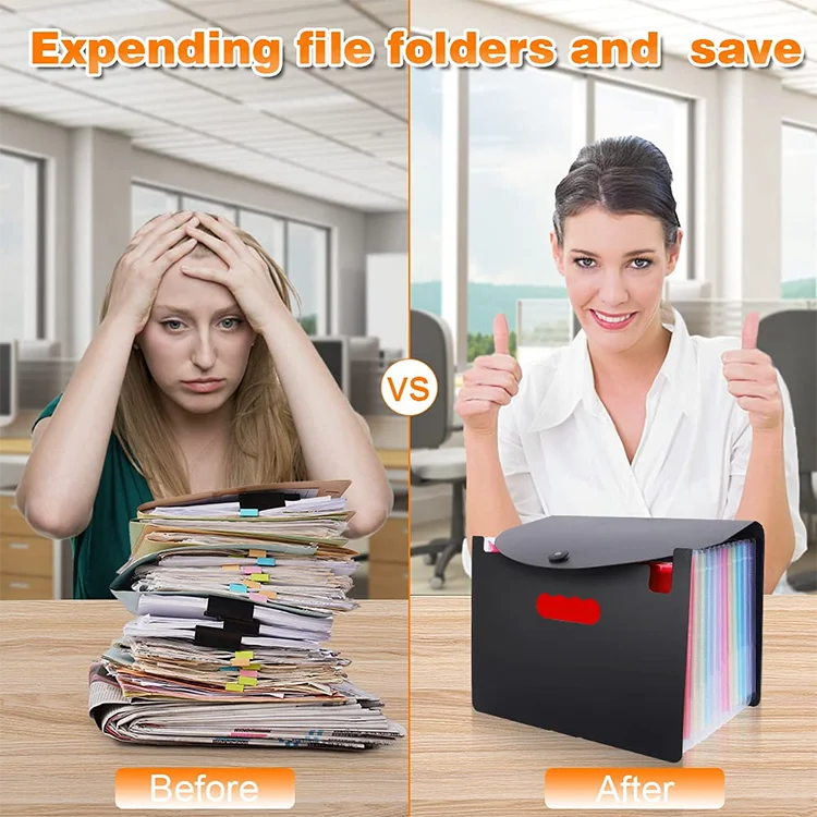 Pocket Expanding File Folder with Sticky Labels, Accordion File Folder Document Organizer Expanding File Folder