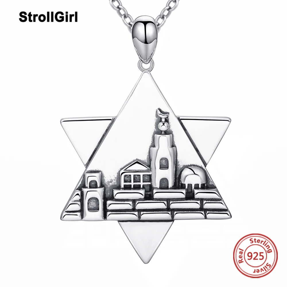 925 sterling silver jerusalem charm the star of david and the dave pagoda pendant necklace with oxidation the wall jewelry gift