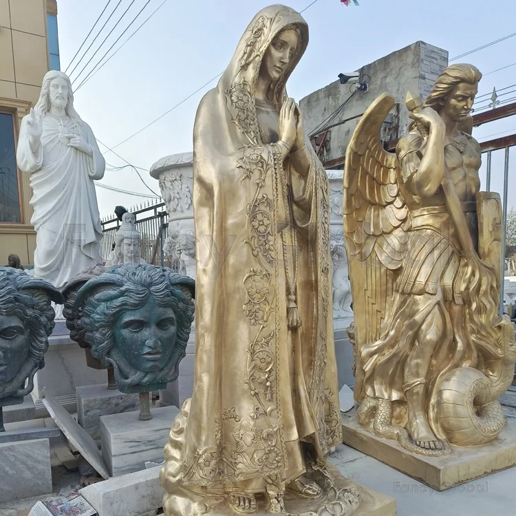Indoor Decor Religious Statue Customized Life Size Bronze Praying Virgin Mary Statue For Sale
