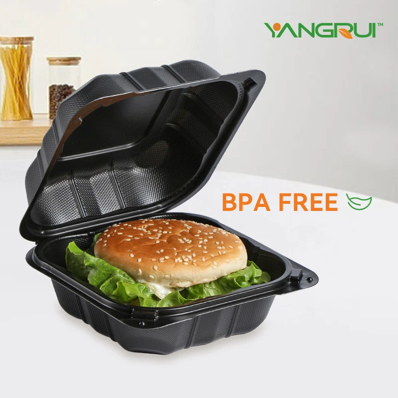 YangRui Square 9 Inch  MFPP Meal Prep Lunch Bento Box Food Take Out Container To Go Plastic Food Container For Restaurant