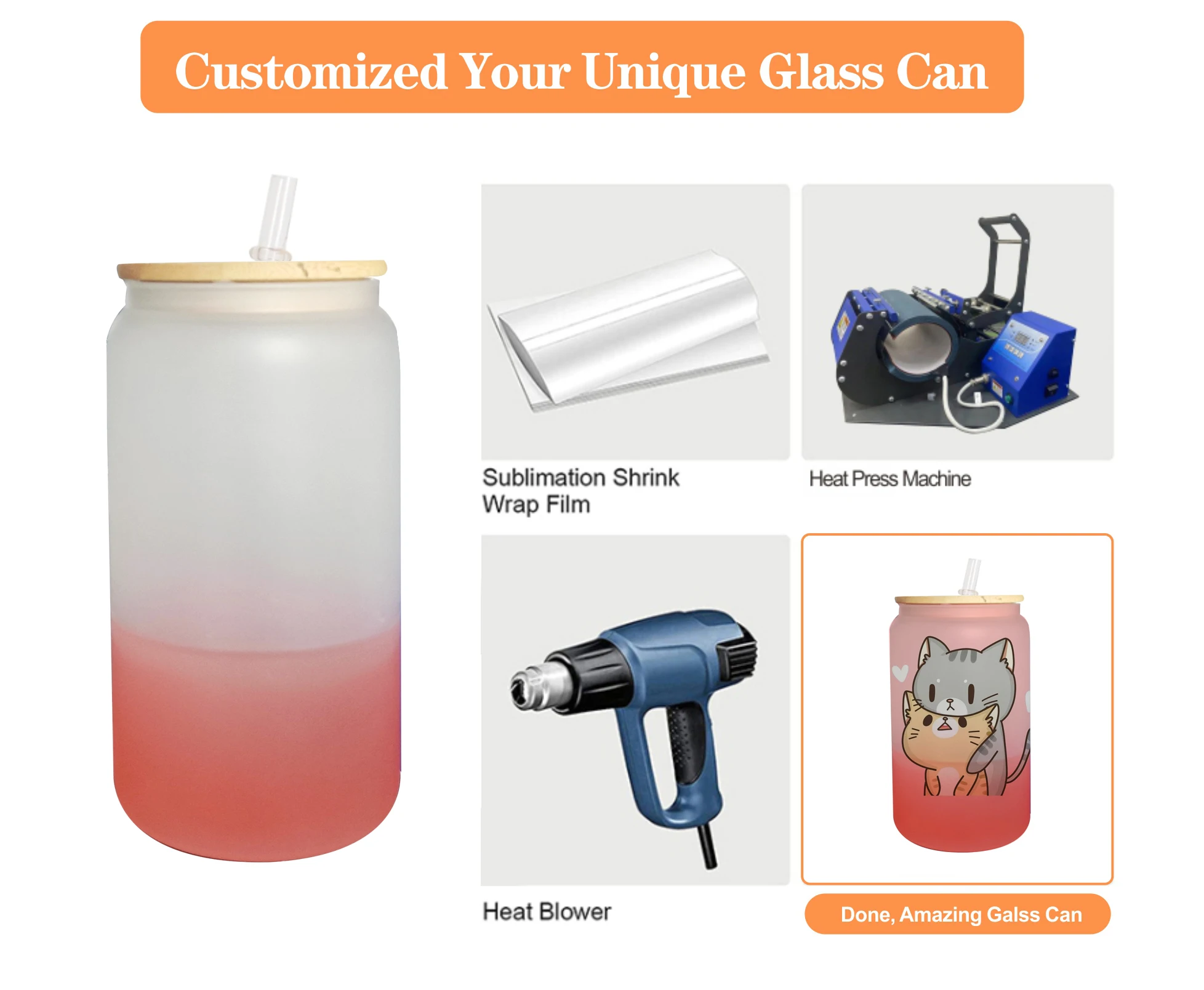 Новое поступление, Стеклянный Стакан холодного цвета 16 унций в форме банка с бамбуковой крышкой и соломинкой Для склада в США