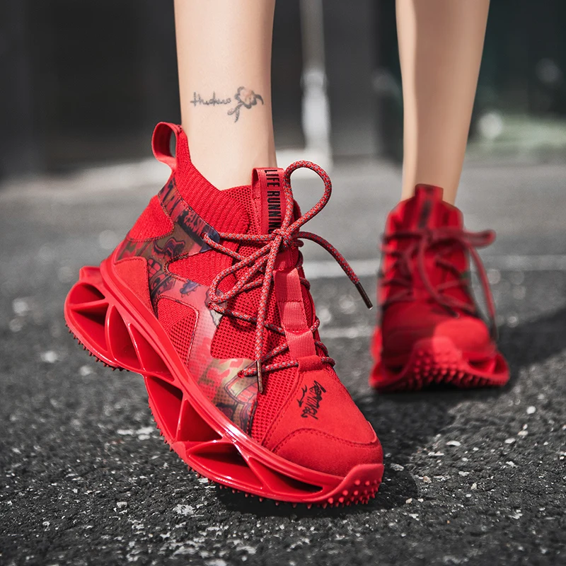 New fashion design Autumn winter leather fly weave knife blade lover shoe lovers Korean version leisure tide shoes