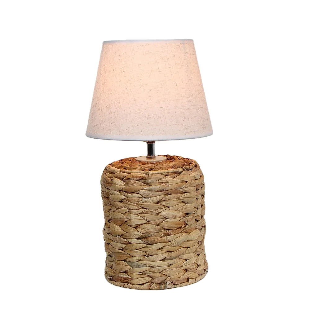 Tropical Water Hyacinth Table Lamp Natural Seagrass Seaweed Weave lighting White Drum lamp Shade for Living Room Family