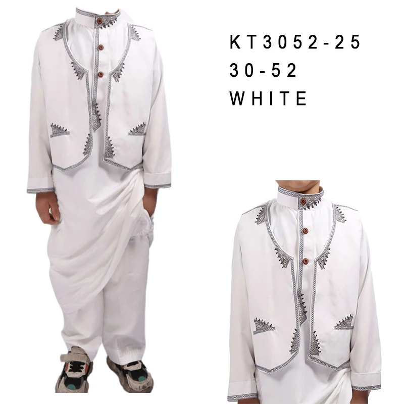 New Design wholesale price Muslim Children Dress 2 pcs Thobe For Boy