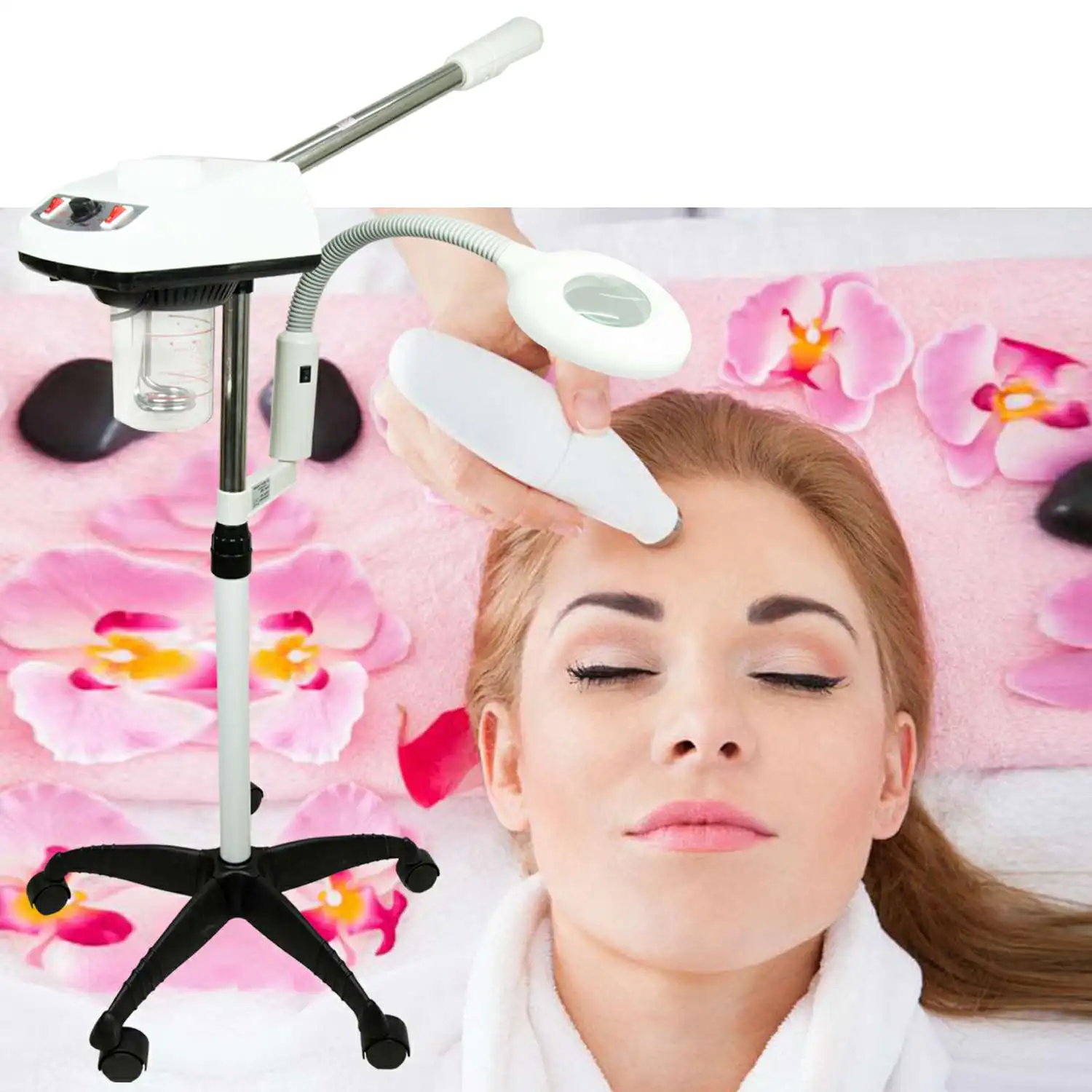 
Concise Home 2 IN 1 Home Spa Beauty Salon With LED 5X Magnifying Lamp Professional Stand Ozone Face Steamer Mist Nano Sprayer 