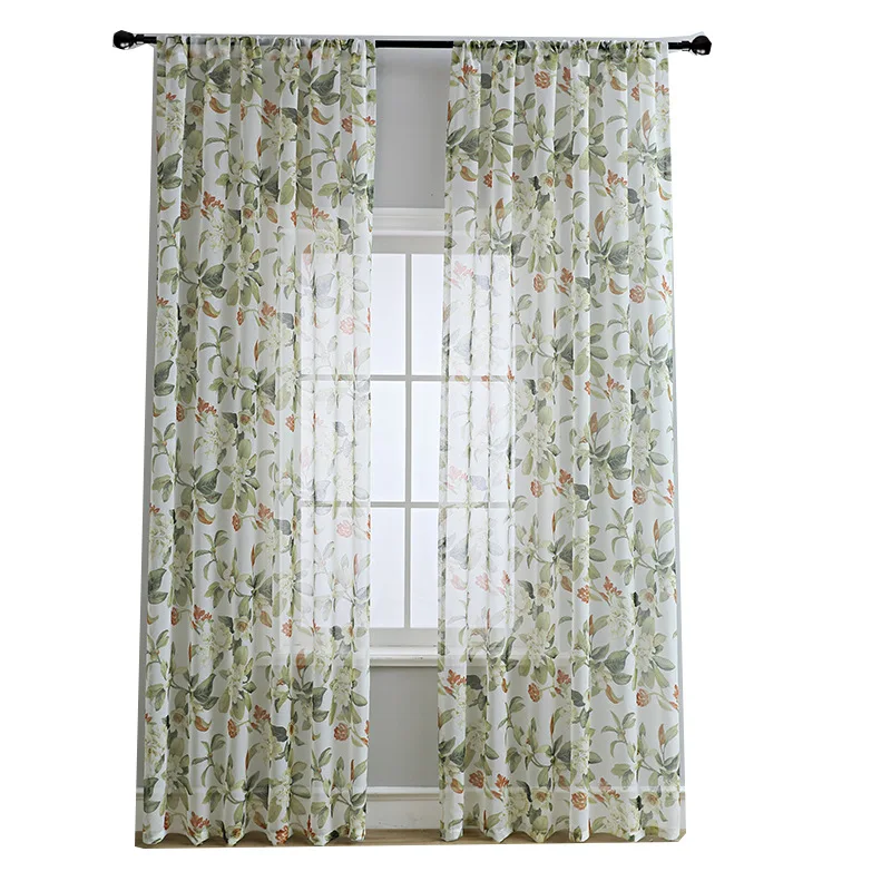 Cross-Border Products American Printed Cotton Hemp Window Gauze Small Semi-Shading Curtain Fabric House Living Room Curtain
