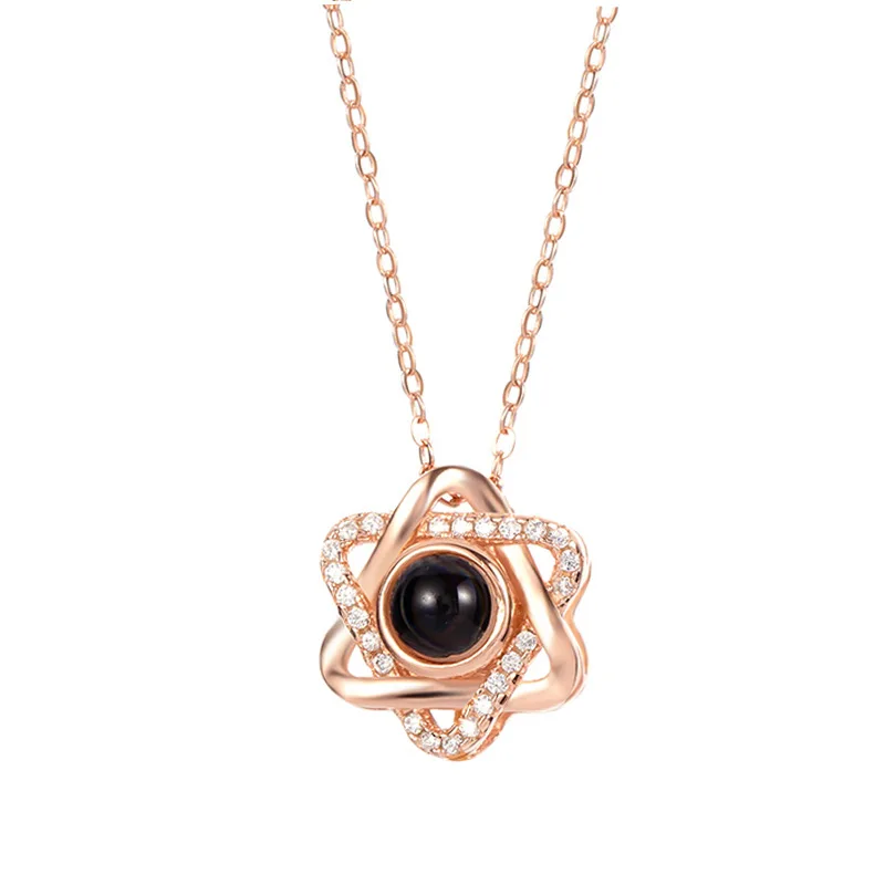 925 silver necklace fashion romantic gift jewelry i love you necklace 100 languages projection necklace