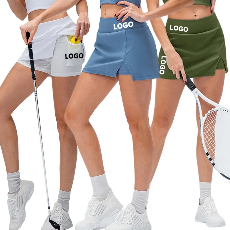 Free Custom Logo High Quality Gym Wear Golf Skorts Pockets Women Workout Clothes Wholesale Tennis Skirts