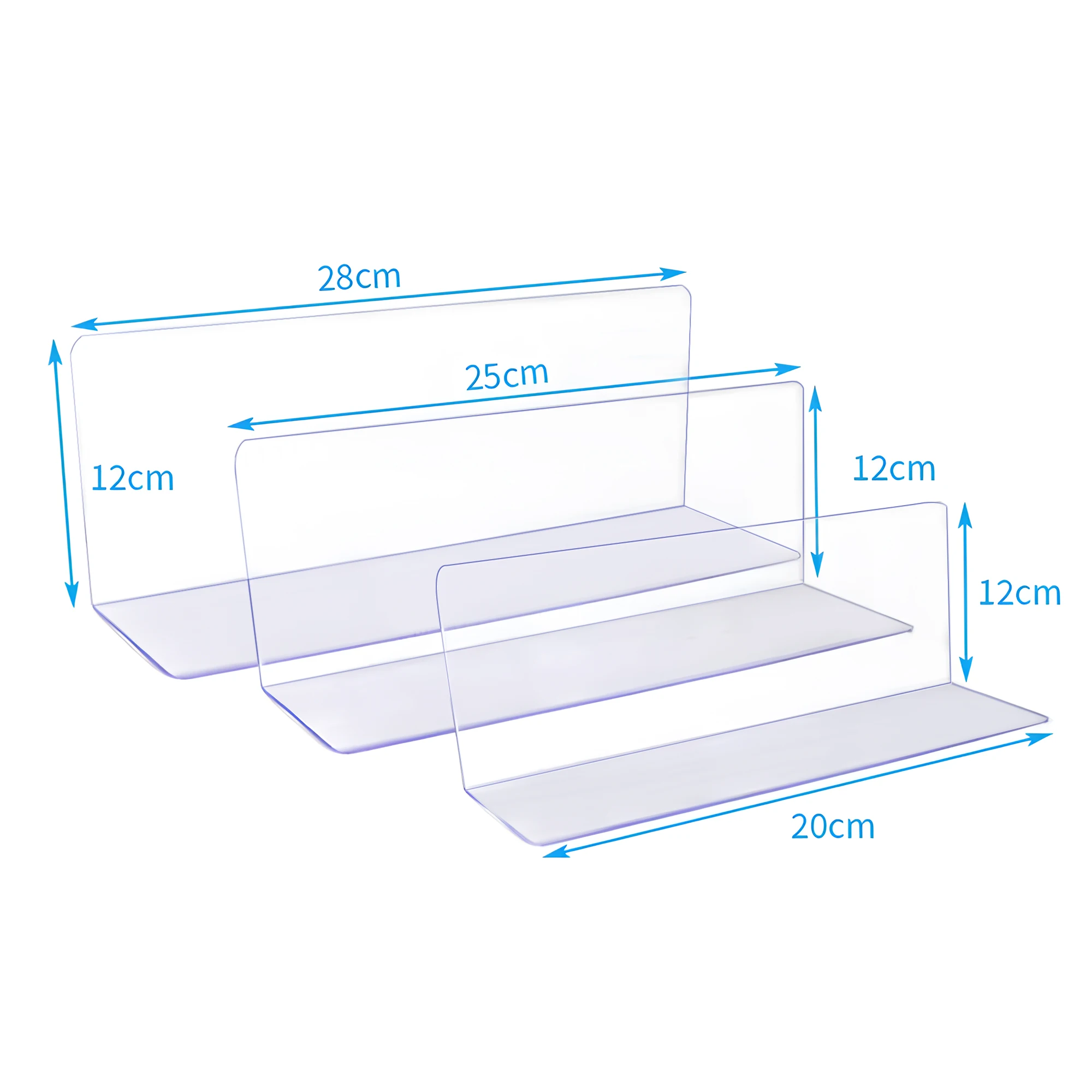 Best Quality Customizable Plastic Shelf Dividers 5pcs Clear Acrylic Shelf Divider with Magnet Strip
