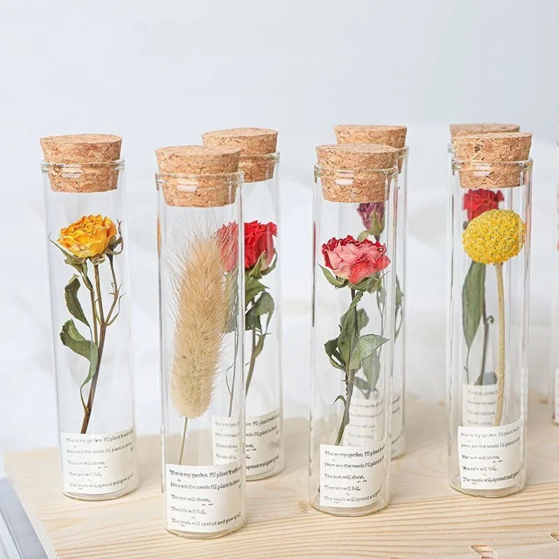 Жойен, лидер продаж, мини-букет сушеных цветов в стеклянной трубке, натуральные сухоцветы, подарок на свадьбу