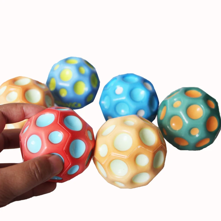 7CM PU Foam Ball Multi-hole Coral Sports Anti Stress Ball Squeeze Toy Moon High Bouncing Ball