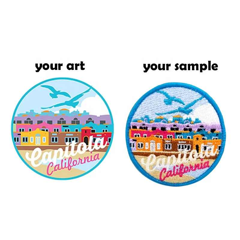 Personalized Embroidered Garment Custom Text Letter Logo Embroidery Fabric Key Tag For Airline
