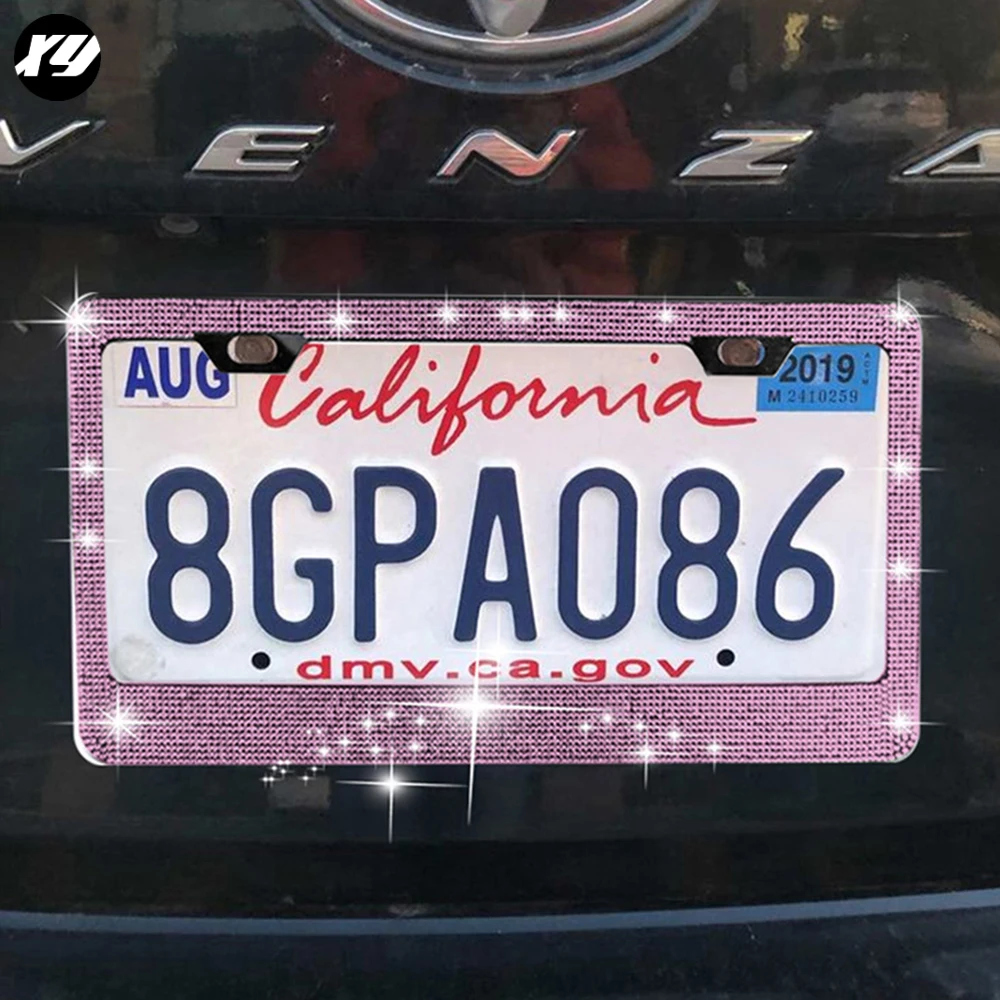 Crystal Interior Decor USB Charger Small Hook Phone Holder License Plate Frame Sunglasses Clip Bling Steering Wheel Covers Set