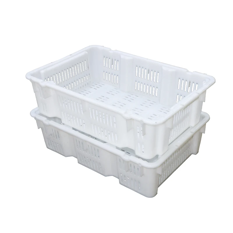 Recyclable Heavy Duty Mesh stackable and nestable plastic meat crate  for food processing plant producing