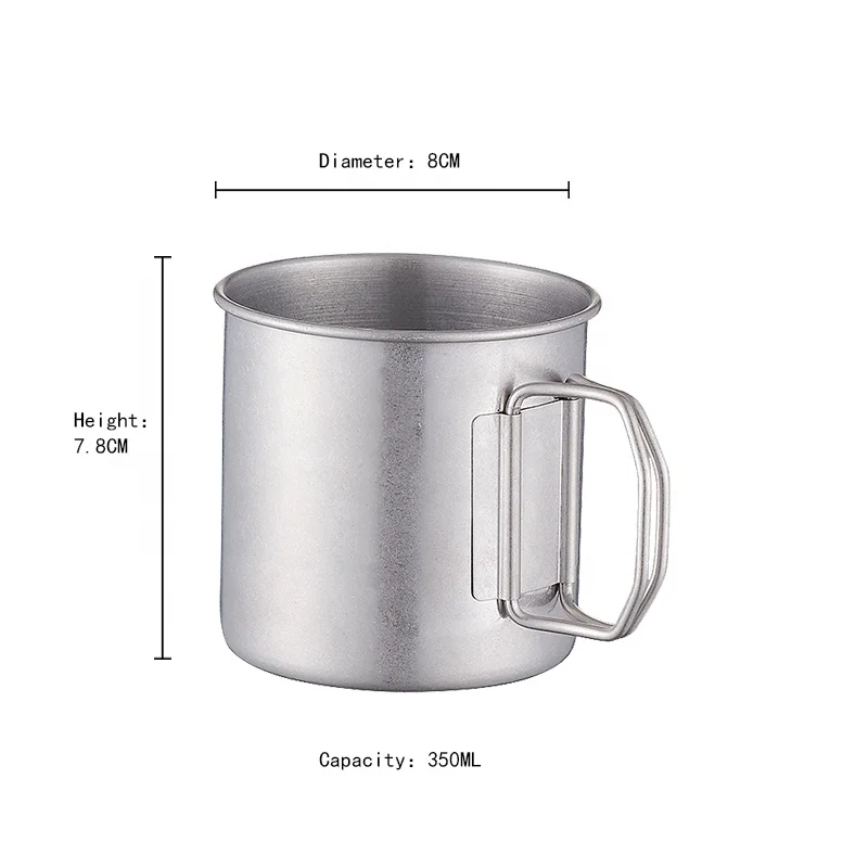 350ml foldable camp cup outdoor bushcraft hiking portable mug with handle stainless steel single wall coffee metal Retro cup