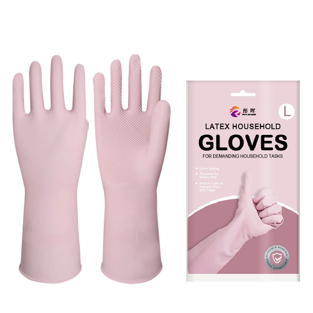 Flexible Thick Waterproof Latex Gloves for Dishwashing Laundry Gardening Custom Colors Packaging