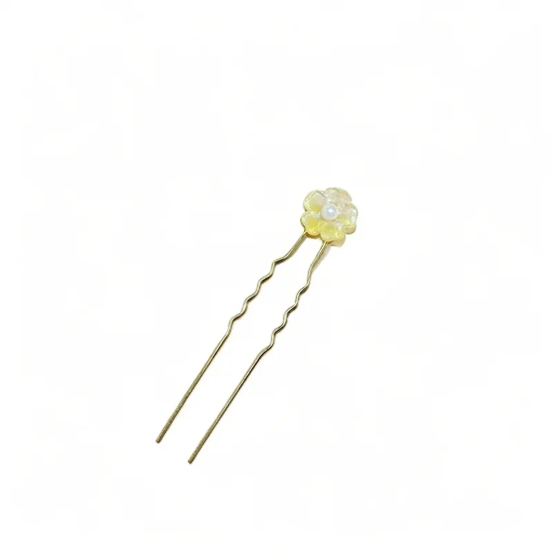 Baiyiyuan 2024 New Crystal Cherry Blossom Flowers U Shaped Hair Accessories Women