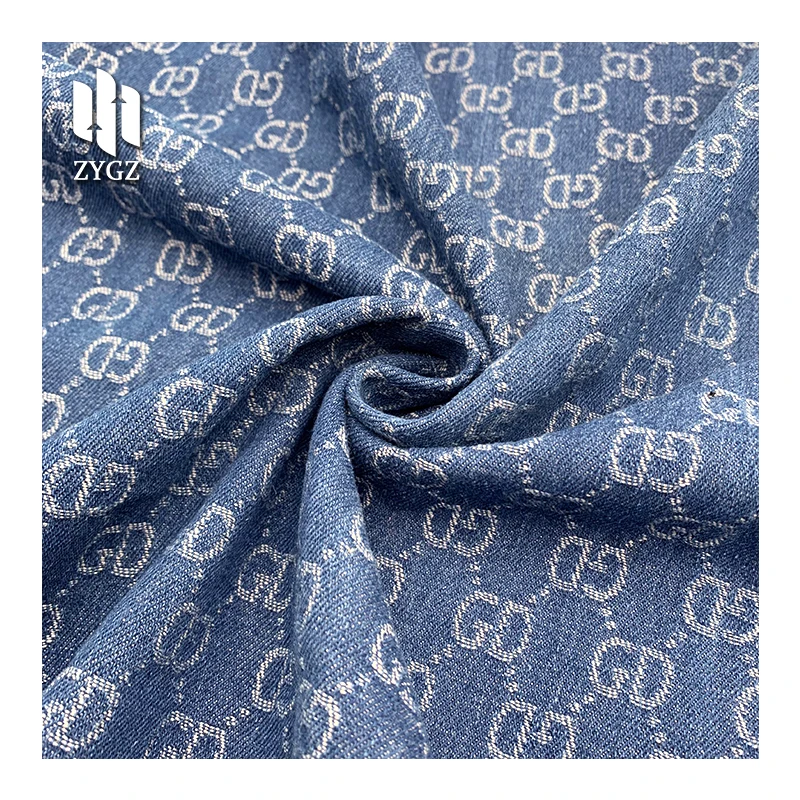 Luxury High Quality Custom Jacquard Denim Fabric for Jeans Jackets Jumpsuits Fabric Pants Printed Denim Fabric