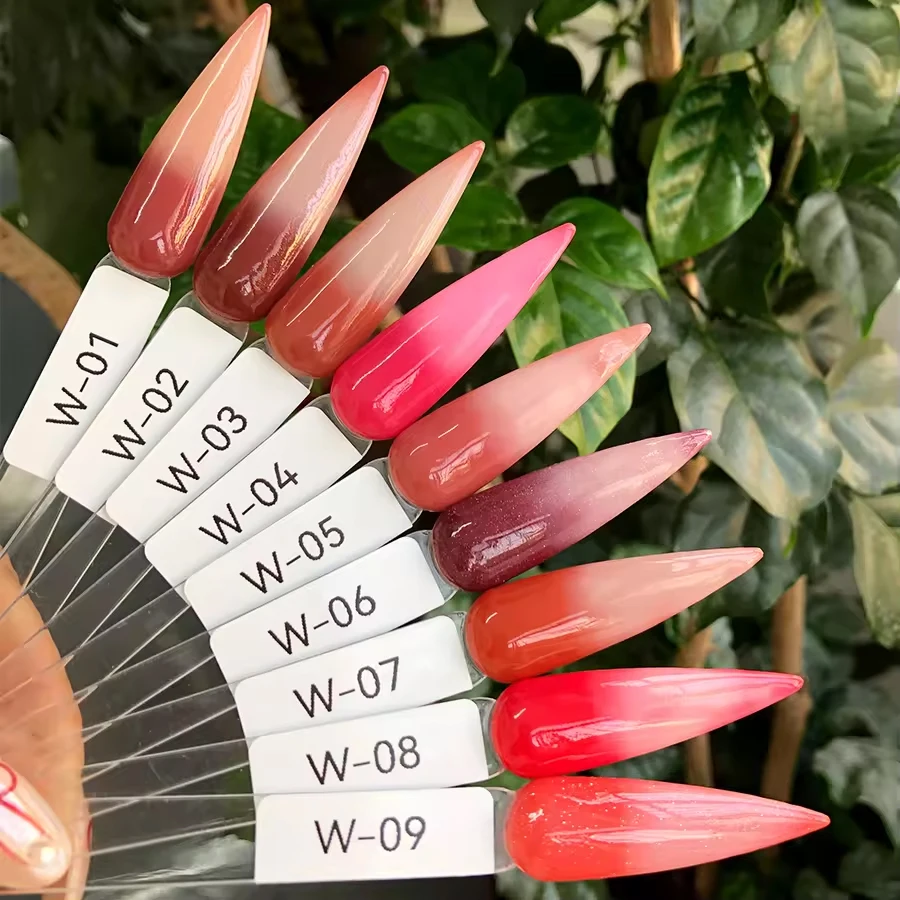 Изготовленный на заказ профессиональный салон без мрамора для нейл-арта двухцветный термохромный прозрачный обнаженный Блестящий акриловый порошок быстрой сушки