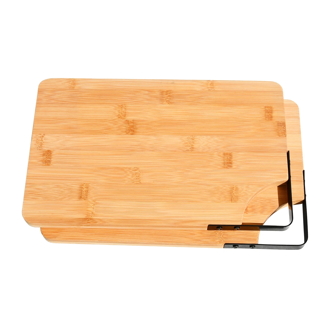 2 Pieces Black Iron Wood Chopping Board Bamboo Chop and Stick Cutting Boards,Rectangle Solid Wood Server with Handle Food Safe
