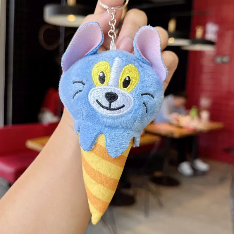 Cute Cheese Cat and Mouse Tom Jerry Cheese Plush Toy Key Chain Claw Machine Pendant