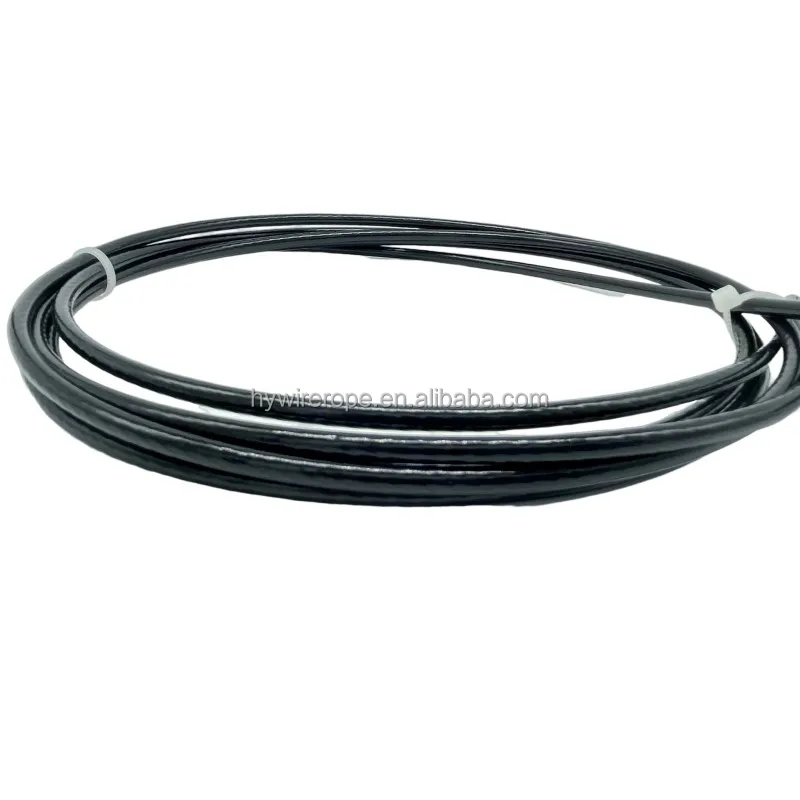 Black 7x19 4mm to 6mm TPU coated galvanized steel wire rope gym cable for protect the pulley from the gym