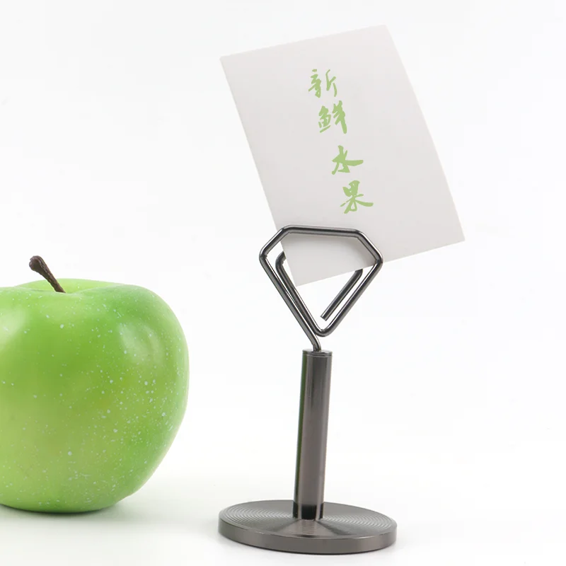 YS3005 High Quality Durable Diamond Shaped Wedding Place Name Number Note Card Clips Metal Table Number Holder