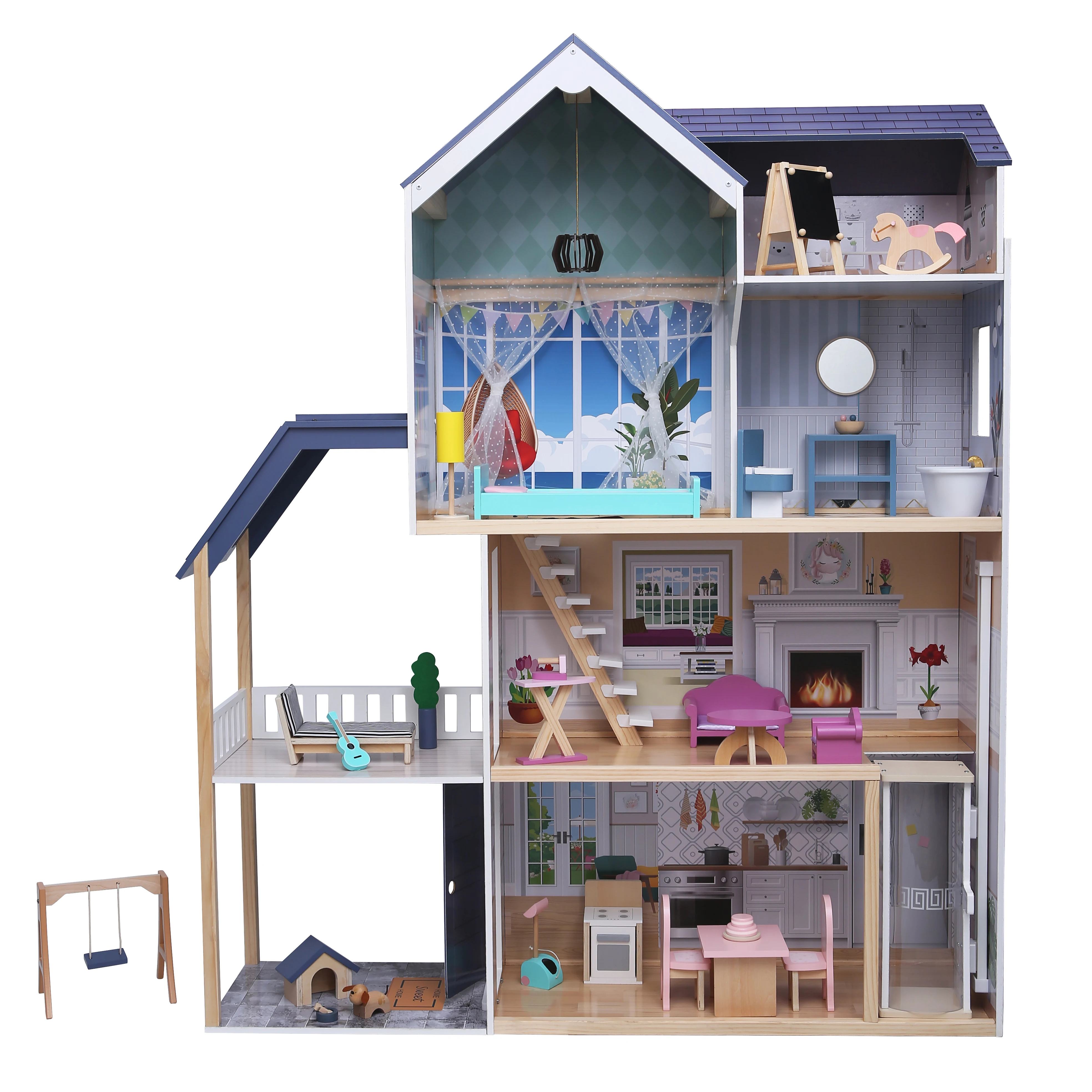 Factory dollhouse Hot sale new doll house toys wooden dollhouse best gift for child