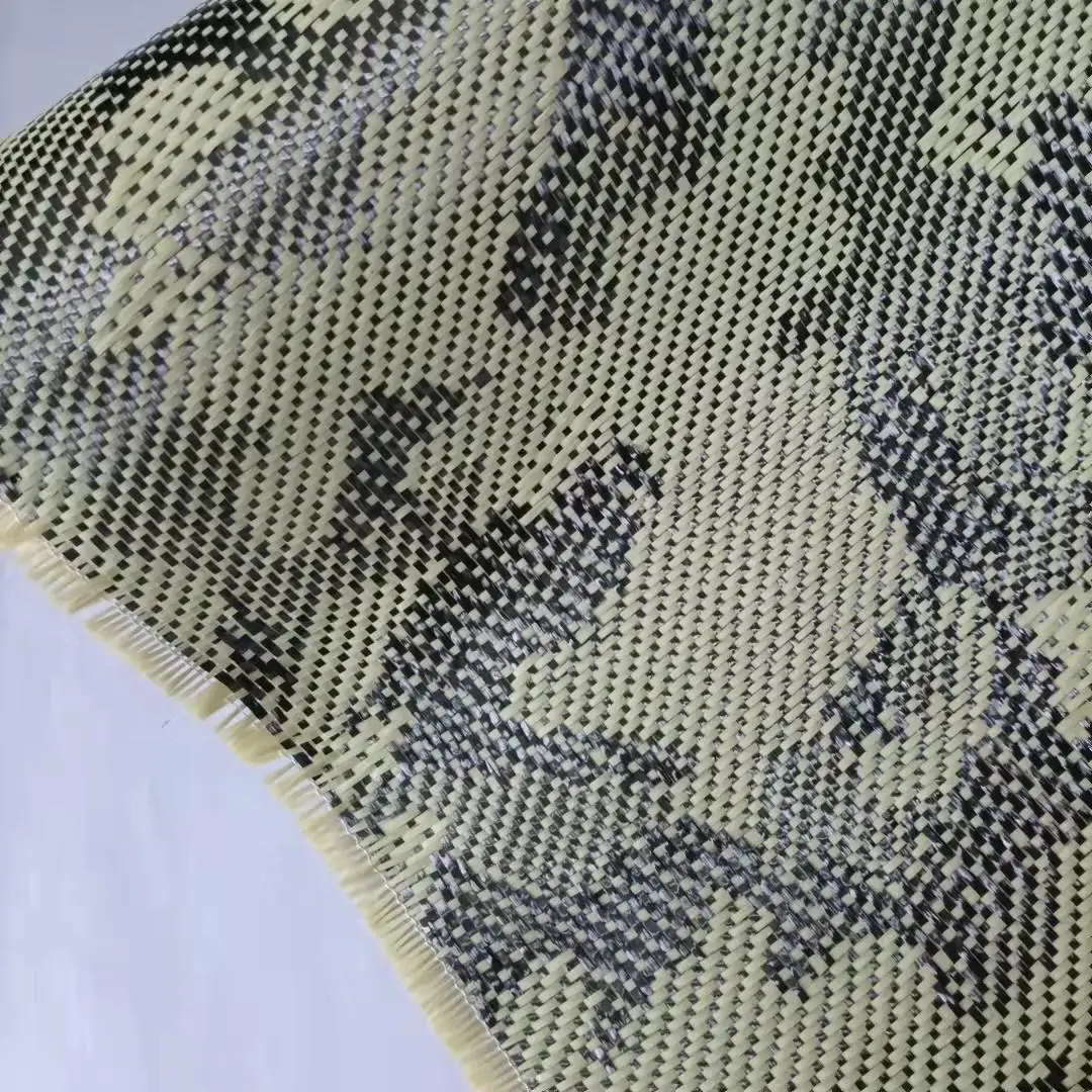 Yellow and black camouflage pattern carbon fiber cloth aryl carbon mixed kevlar jacquard braided multi-color optional