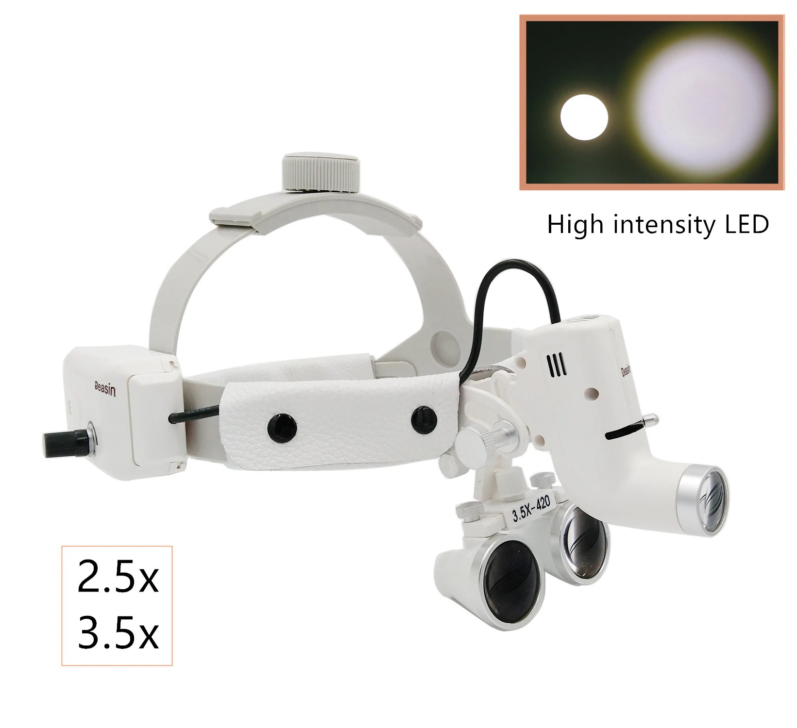 2.5x/3.5x Dental Binocular Magnifier Loupes With 5W Focusing Headlight Black/white LED Surgical Loupes Dental Lab Equipment