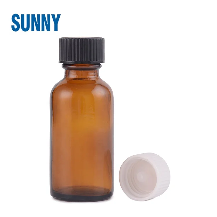 1oz 30 ml Clear Flint Boston Round Glass Bottle boston white bottle with lid
