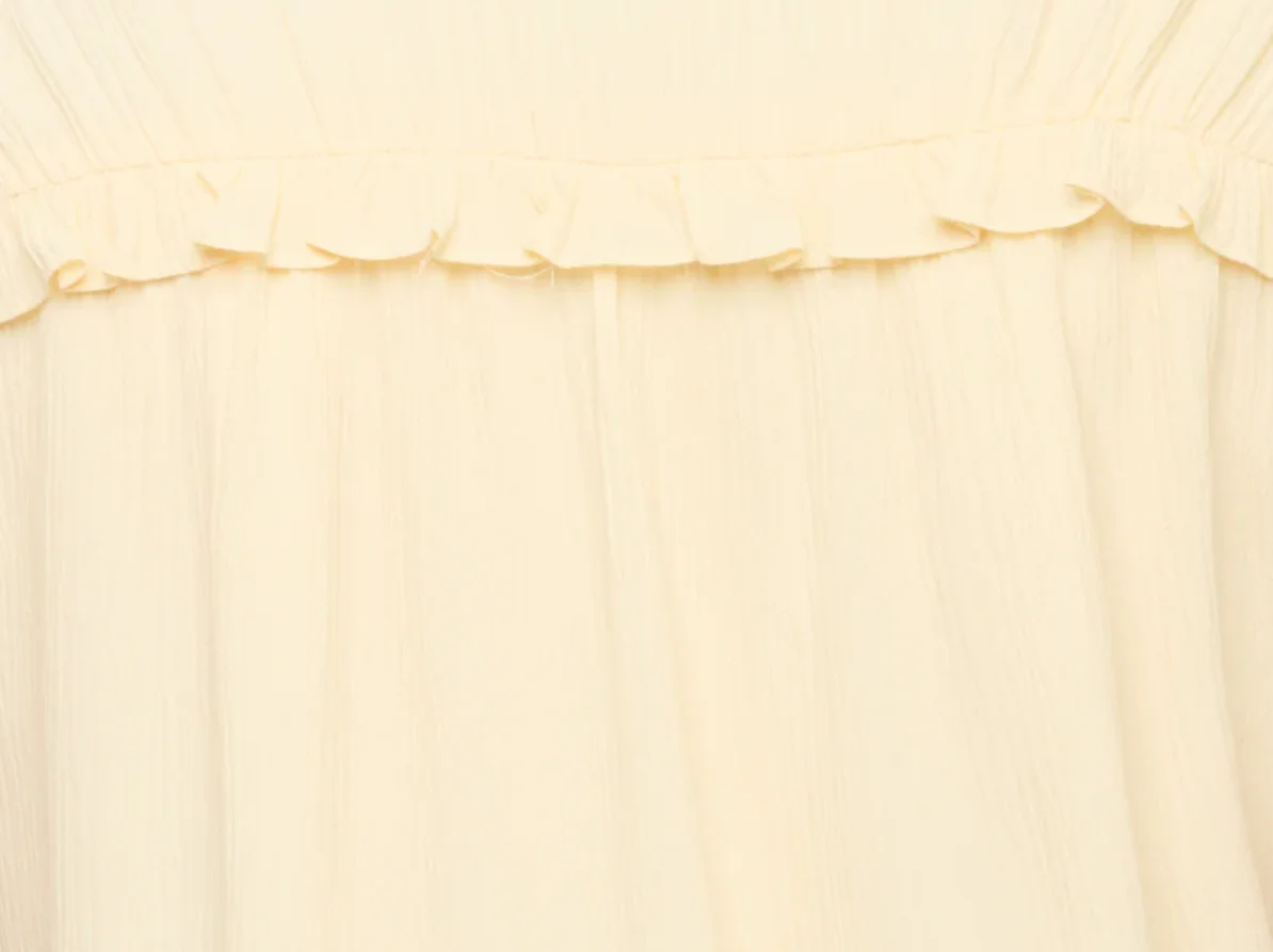 Customize new design Ruffle Blouse Tie front closure fully lined Ruffle detail at neck and short sleeves ladies blouses