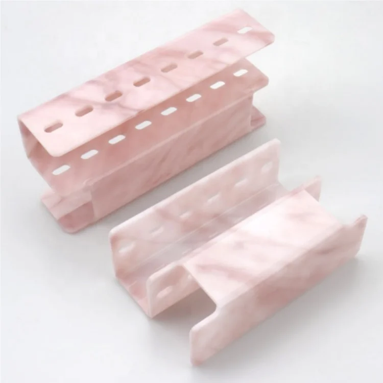 8 Holes Acrylic Pink Tweezers Holder Tweezers Holder Eyelash Extension Supplies Display Stand, 1 Pc (Pink Marble 8 Holes)